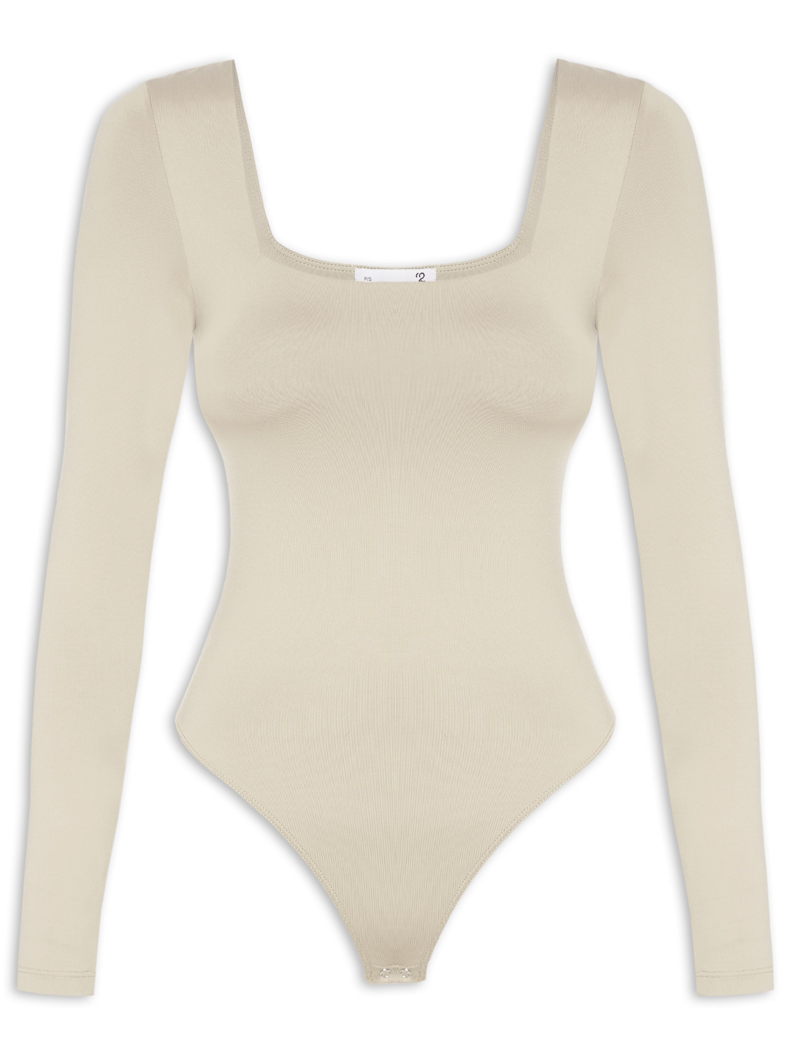Body Feminino Manga Longa E Decote Quadrado Bege '2Essential