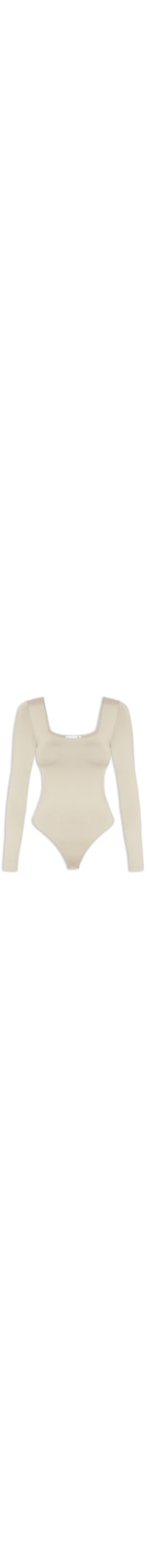 Body Feminino Manga Longa E Decote Quadrado - Bege