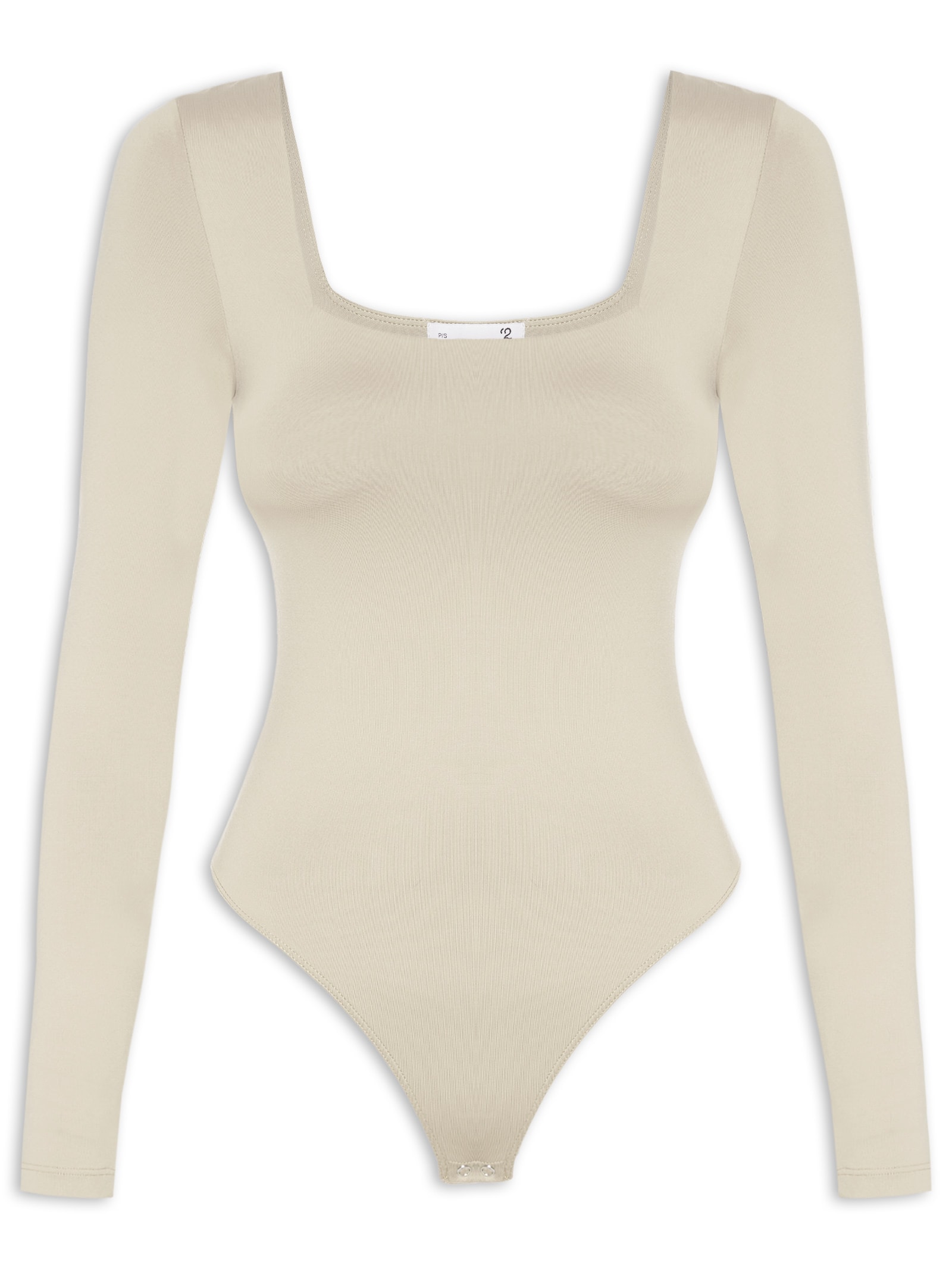 Body Feminino Manga Longa E Decote Quadrado Bege '2Essential