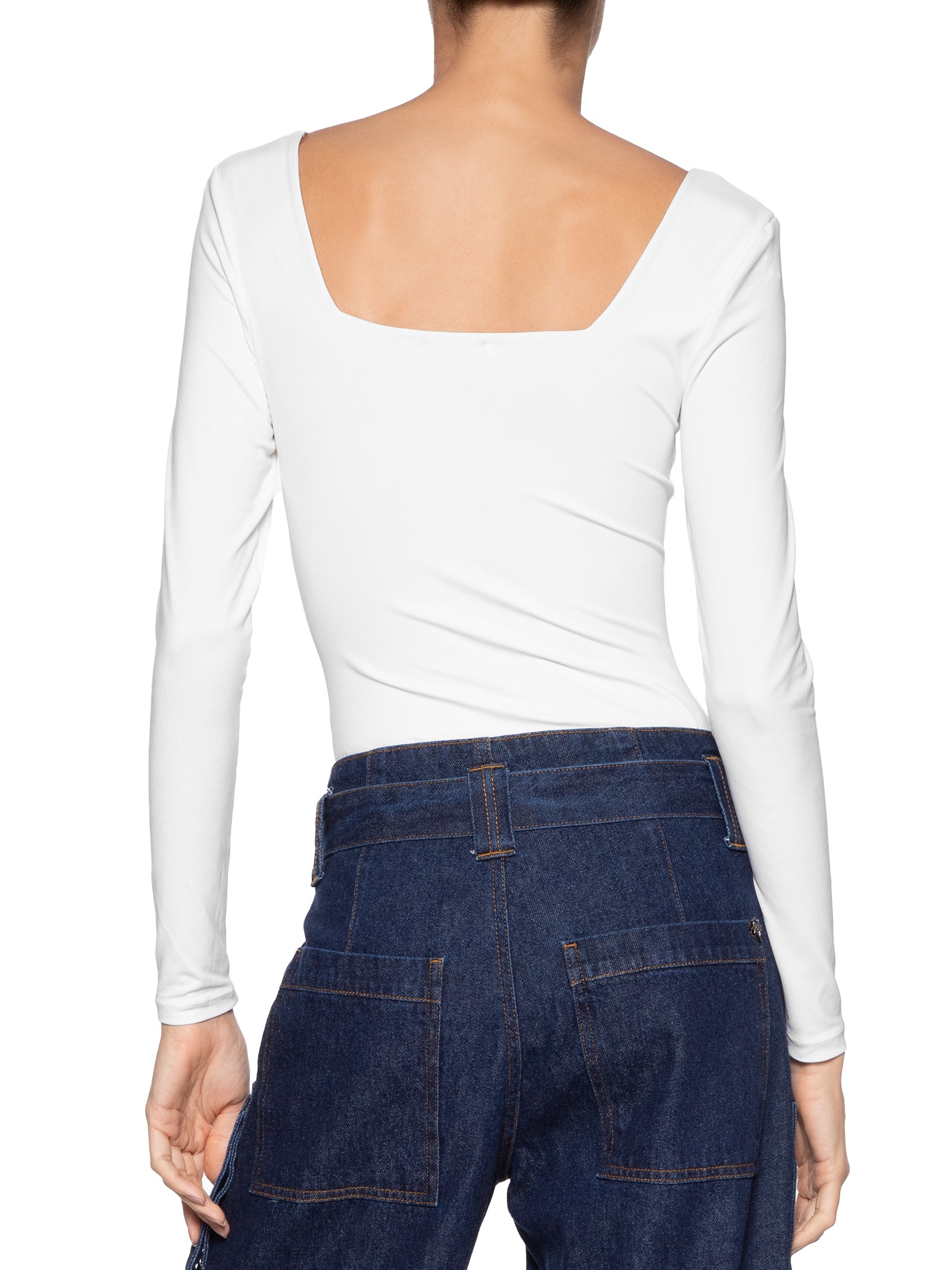 Body Feminino Manga Longa E Decote Quadrado Branco '2Essential