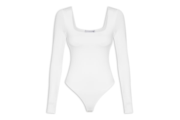 Body Feminino Manga Longa E Decote Quadrado - Branco