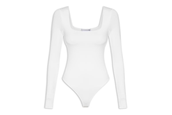Body Feminino Manga Longa E Decote Quadrado - Branco