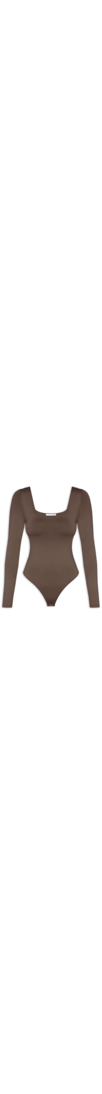 Body Feminino Manga Longa E Decote Quadrado - Marrom
