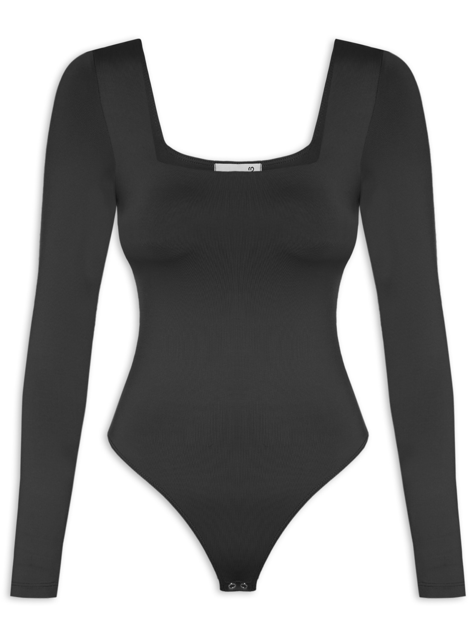 Body Feminino Manga Longa E Decote Quadrado Preto '2Essential