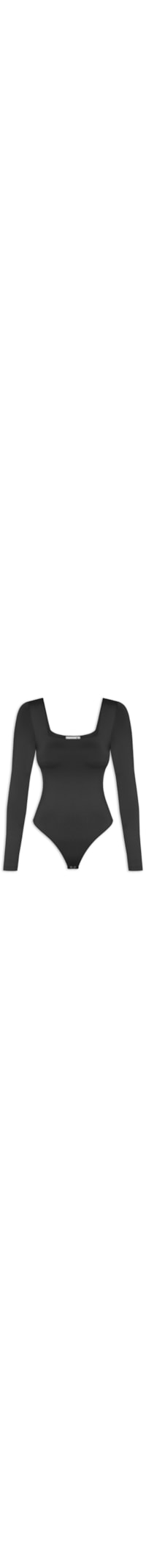 Body Feminino Manga Longa E Decote Quadrado - Preto