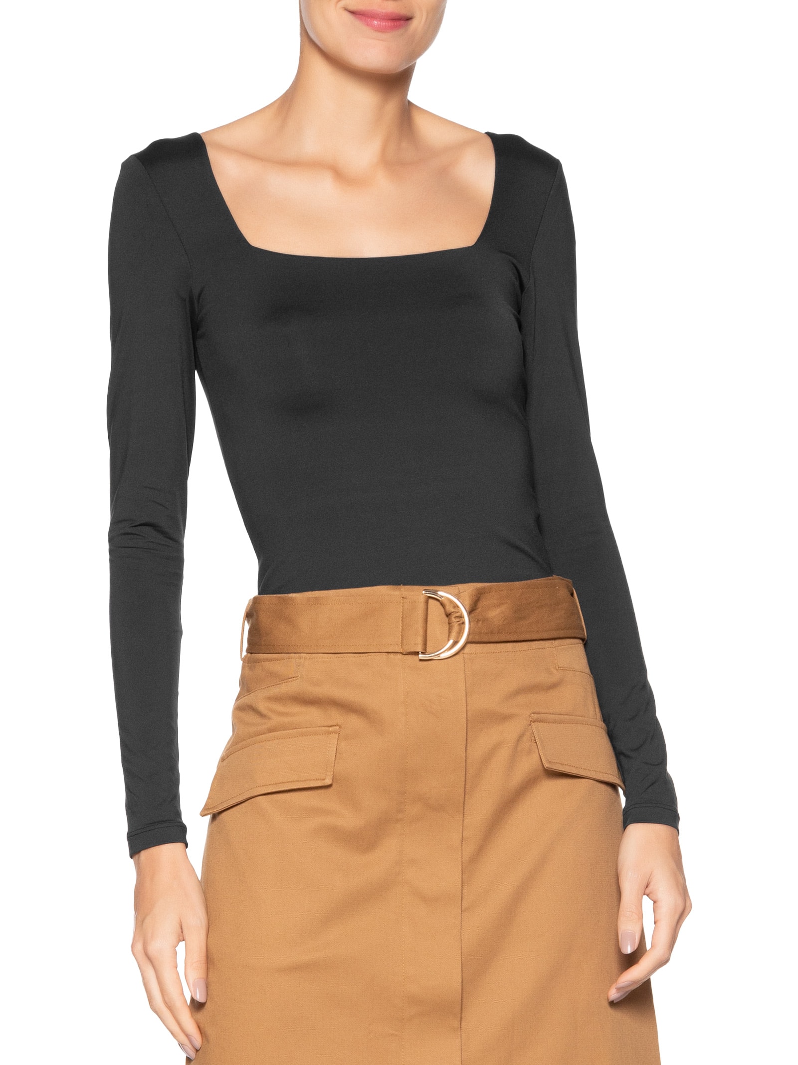 Body Feminino Manga Longa E Decote Quadrado Preto '2Essential