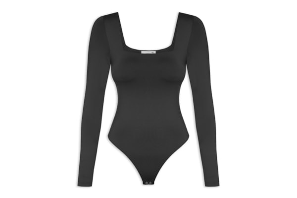 Body Feminino Manga Longa E Decote Quadrado - Preto