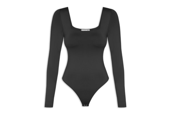 Body Feminino Manga Longa E Decote Quadrado - Preto