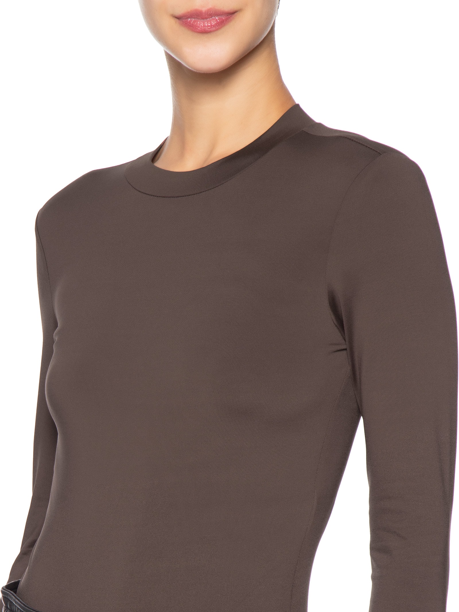 Body Feminino Manga Longa Marrom Market 33