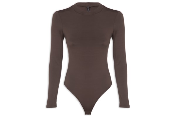 Body Feminino Manga Longa - Marrom