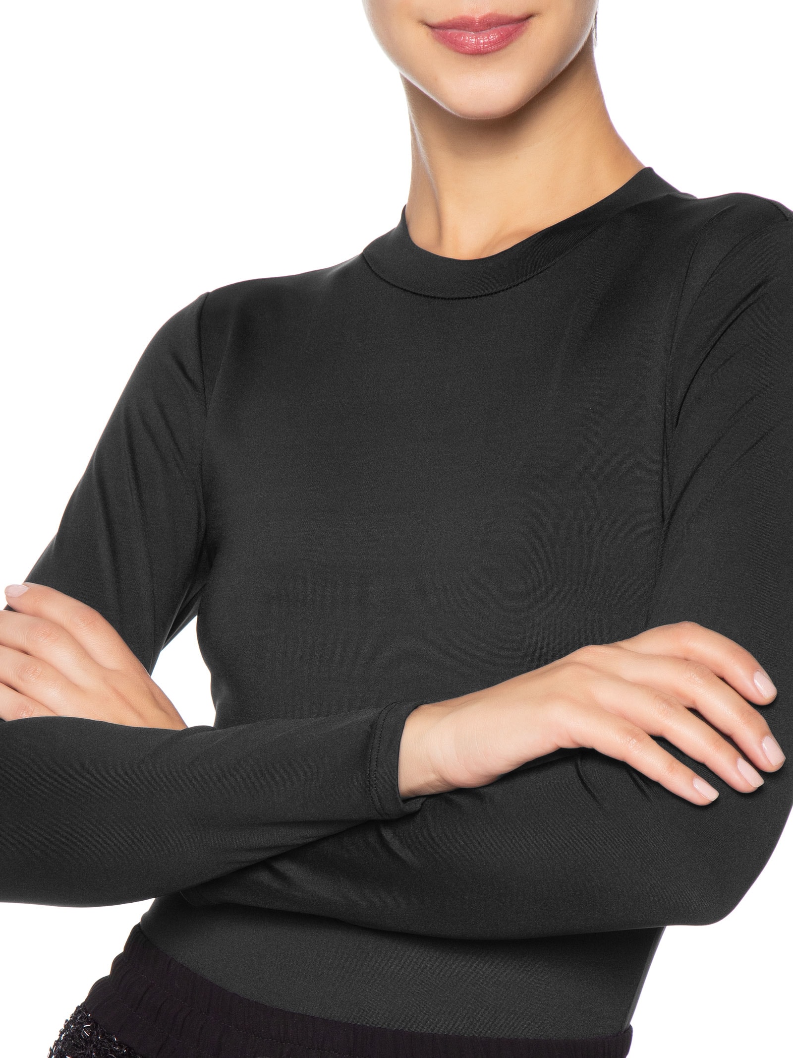 Body Feminino Manga Longa Preto Market 33