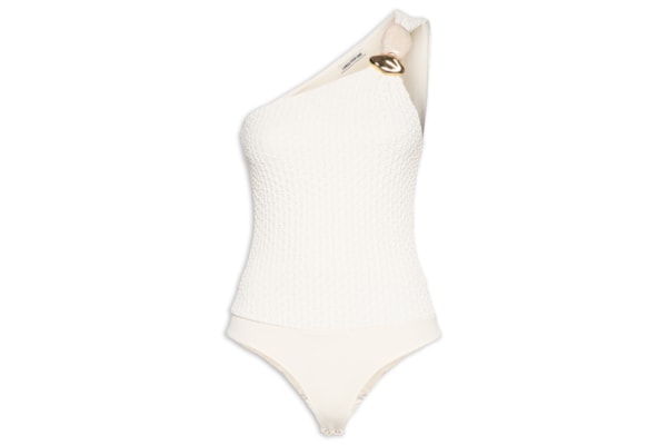 Body Feminino Ombro Único Com Aviamento - Off White