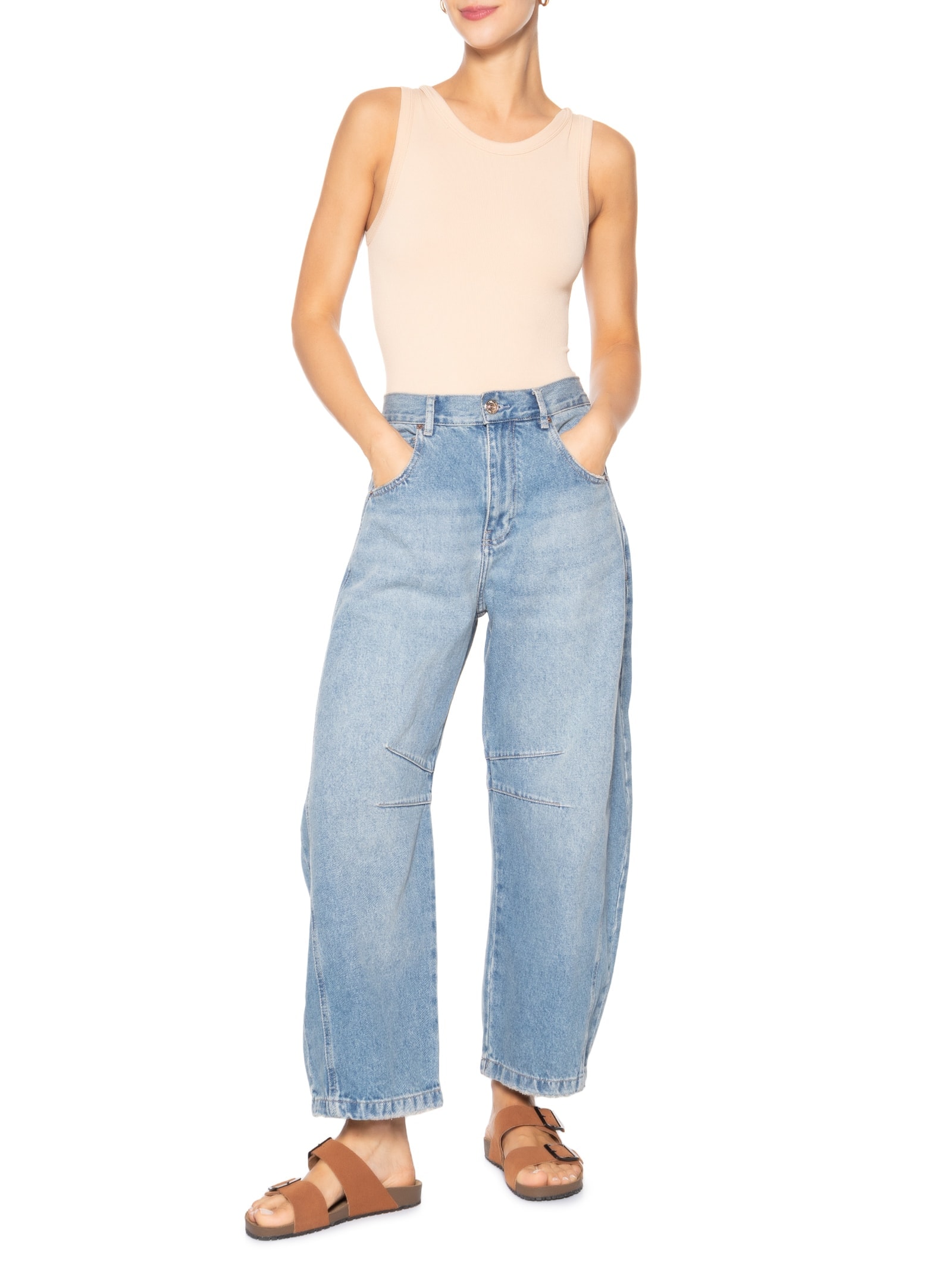 Body Feminino Poliamida Bege Basiq