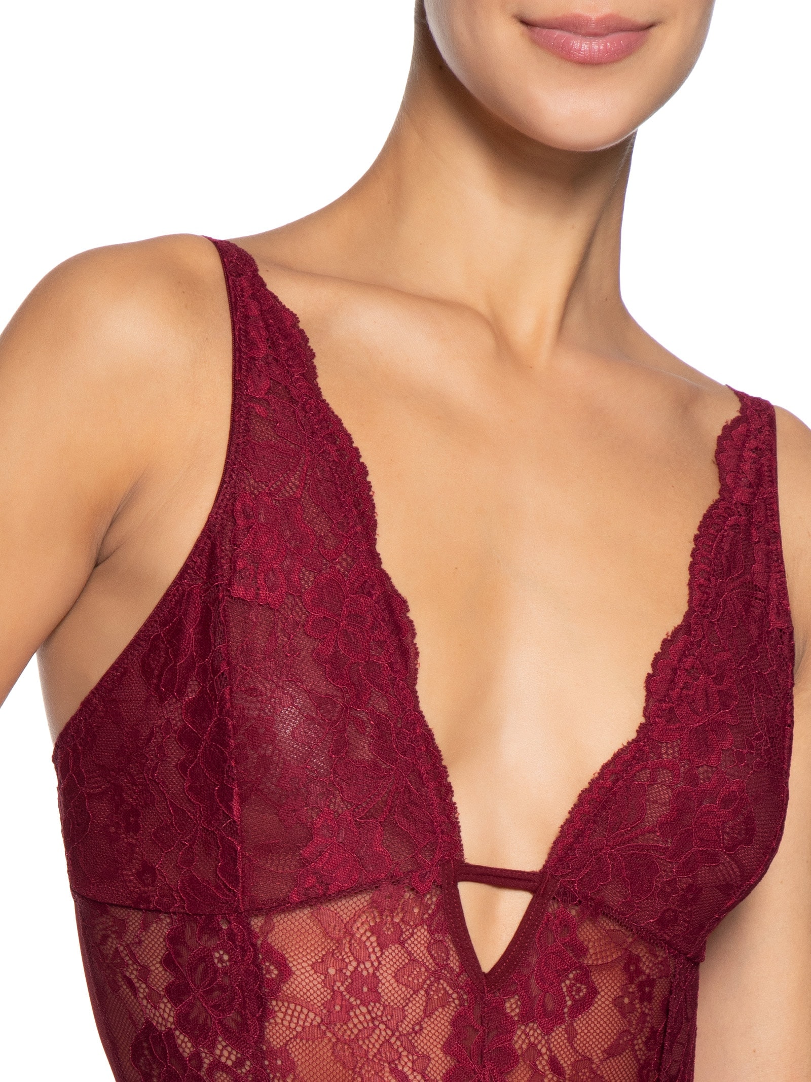 Body Feminino Renda E Tule Classic Lace  Vermelho Calvin Klein Underwear