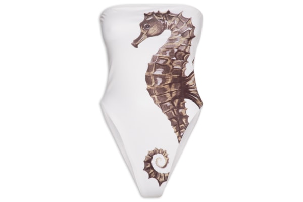 Body Feminino Sem Alça Estampado  -  Off White