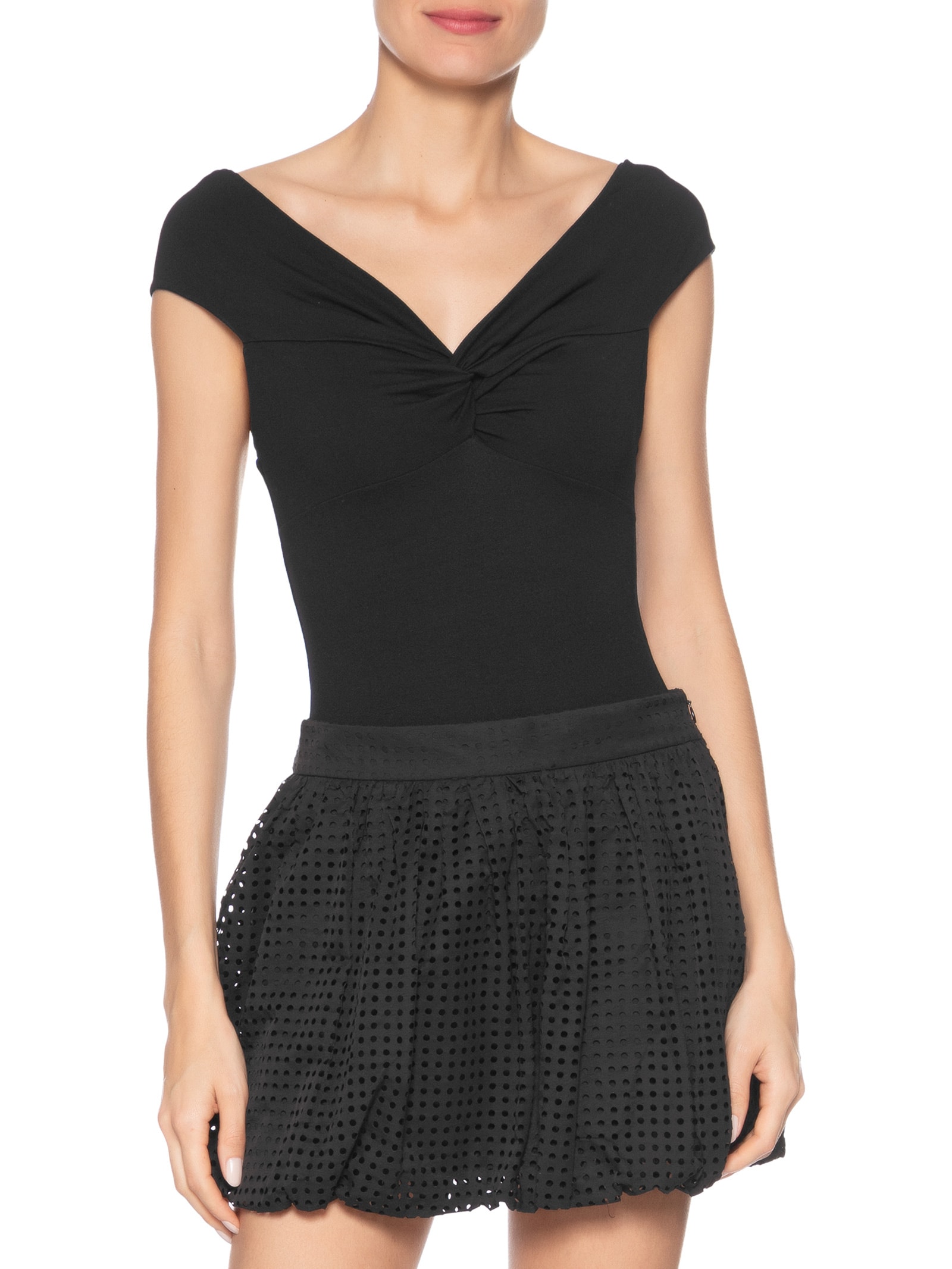 Body Feminino Transpasse Ombro A Ombro Preto Animale