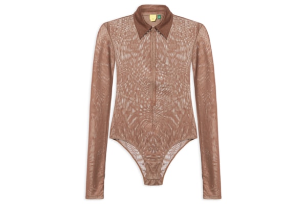 Body Feminino Tule - Marrom