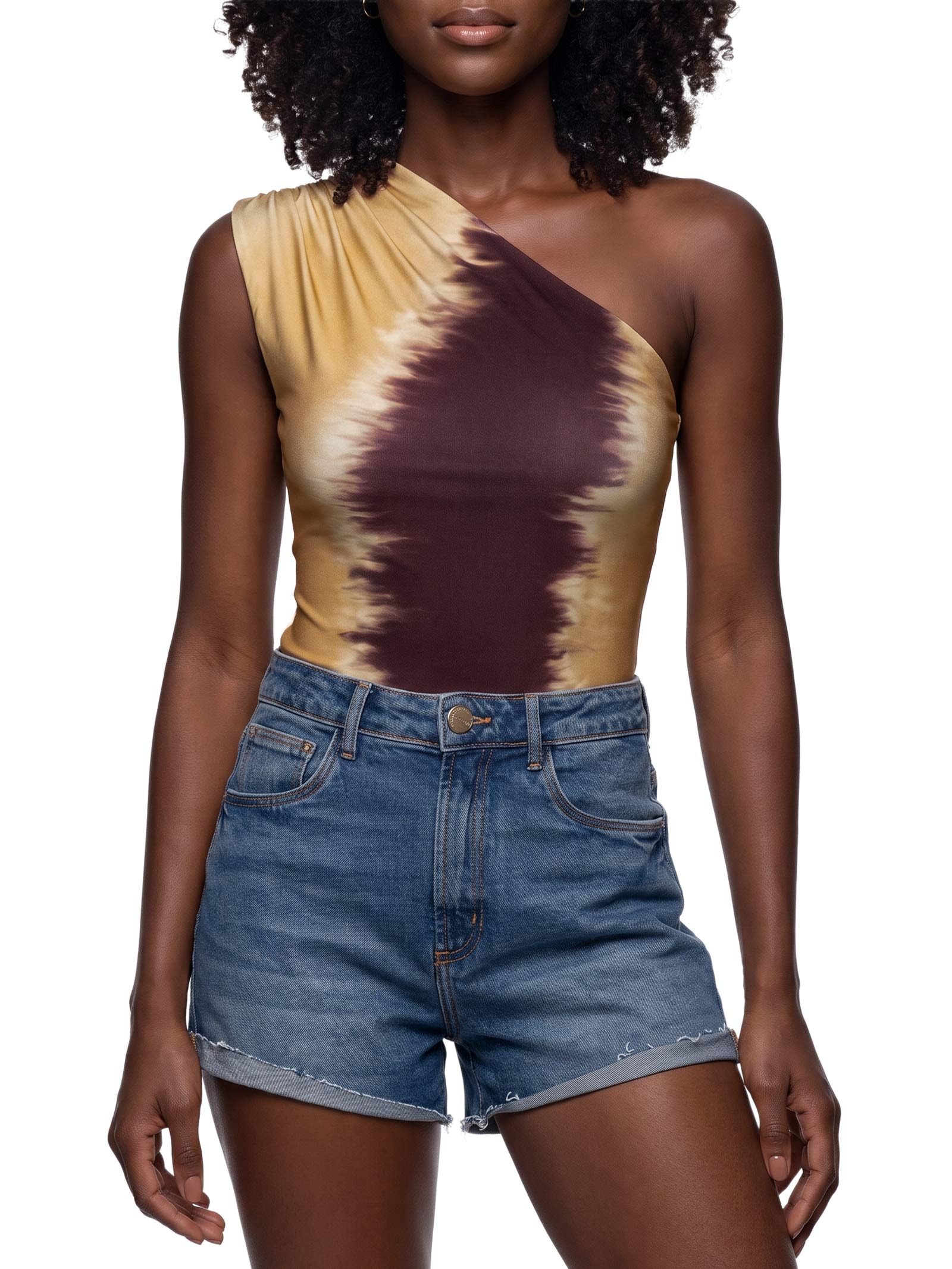Body Femininp Ombro Único Estampado – Vermelho Lança Perfume
