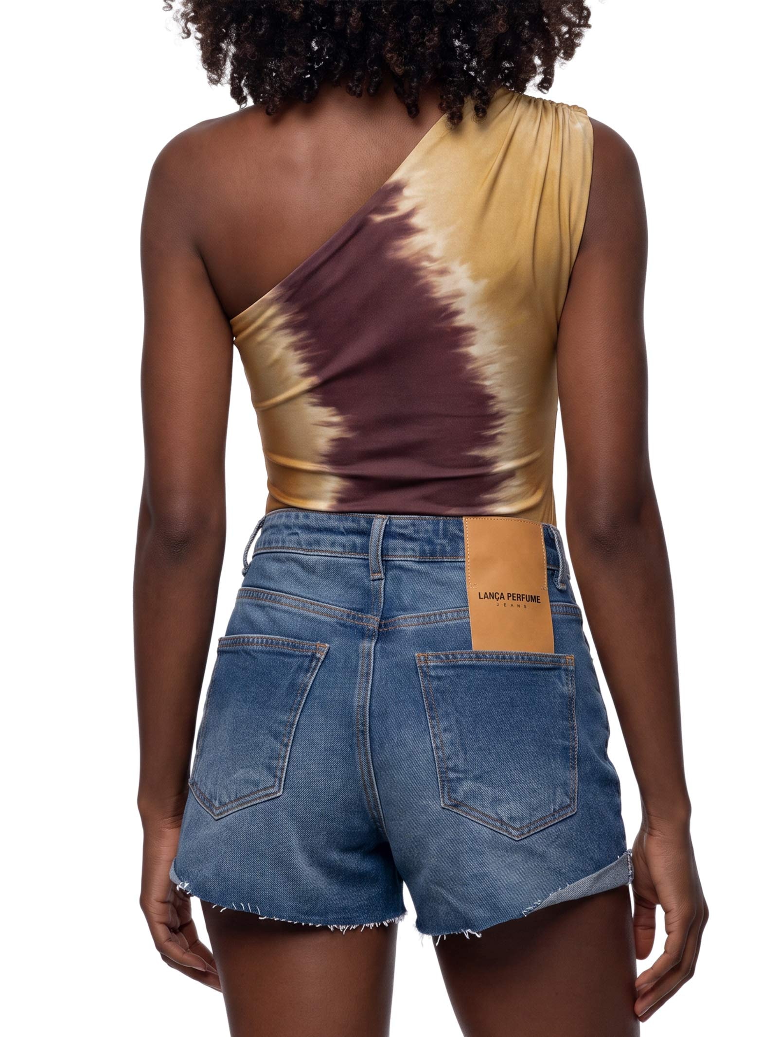 Body Femininp Ombro Único Estampado – Vermelho Lança Perfume