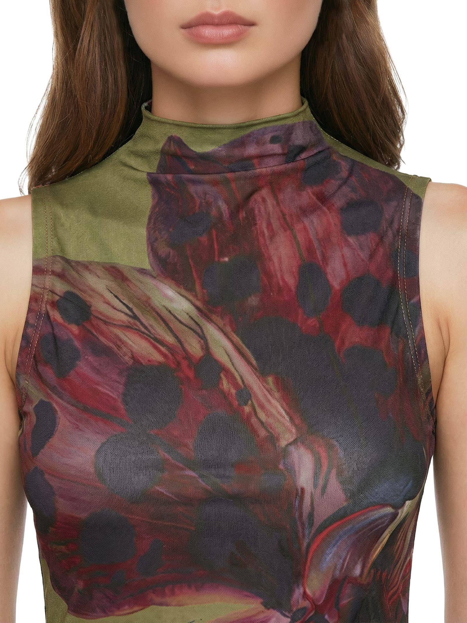 Body Gola Alta Estampado Marrom Lança Perfume