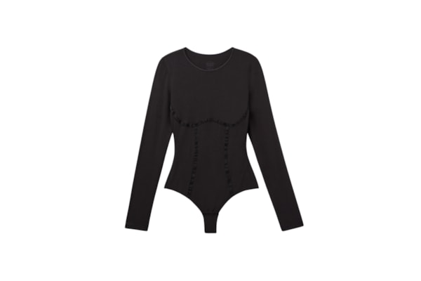 Body Manga Comprida Em Fresh Bamboo Handcrafted Luxury - Preto