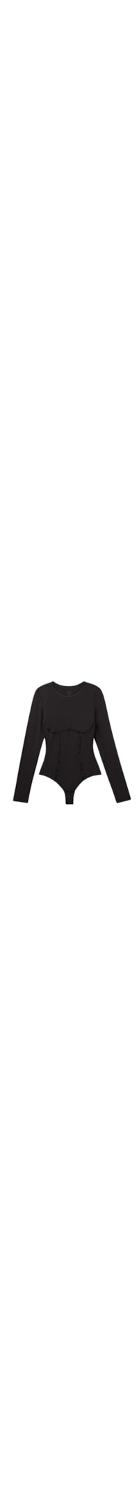 Body Manga Comprida Em Fresh Bamboo Handcrafted Luxury - Preto