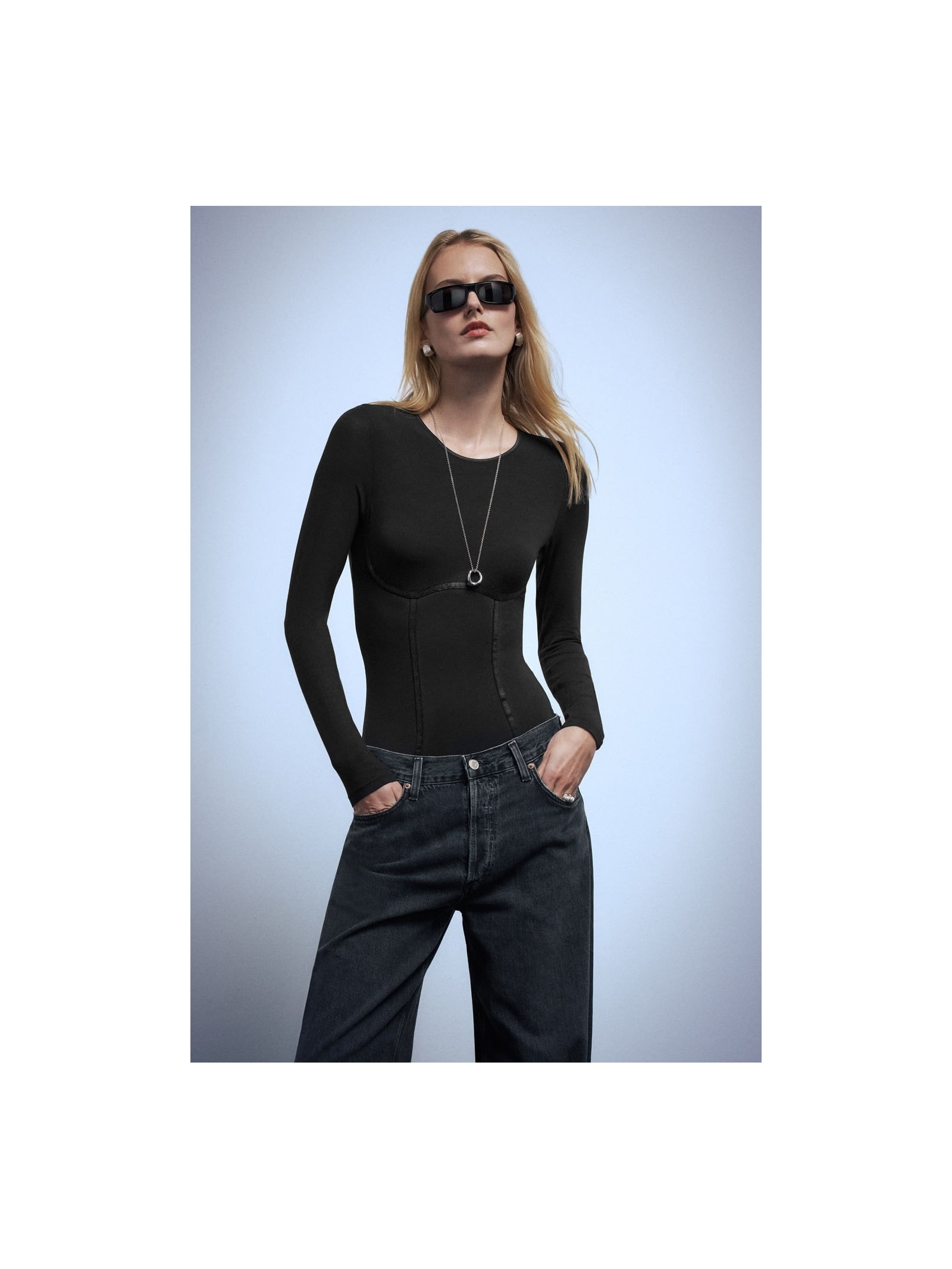 Body Manga Comprida Em Fresh Bamboo Handcrafted Luxury Preto Intimissimi