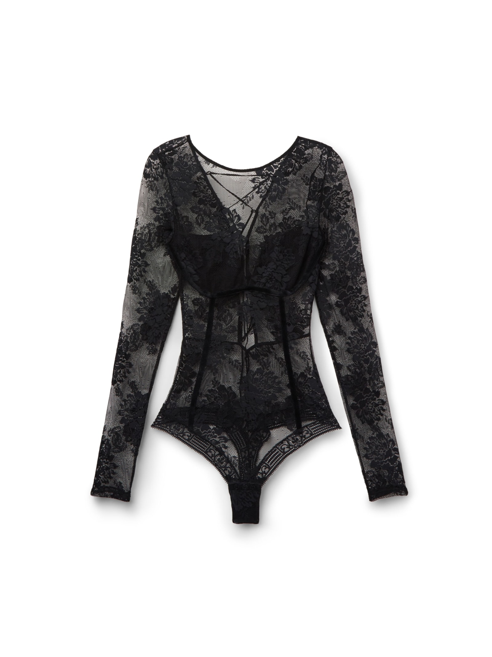 Body Manga Comprida Em Renda La Femme Fatale Preto Intimissimi