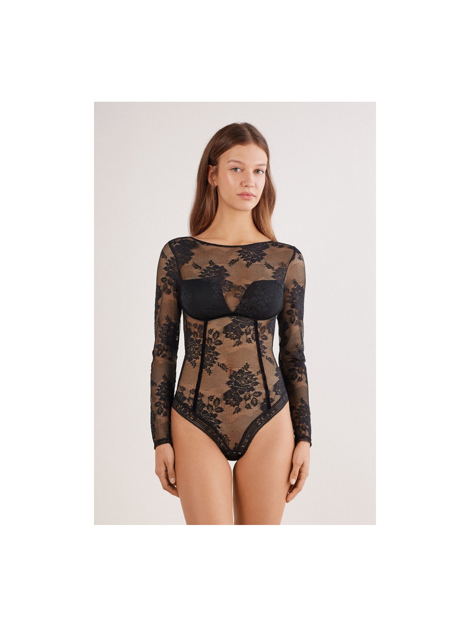 Body Manga Comprida Em Renda La Femme Fatale Preto Intimissimi