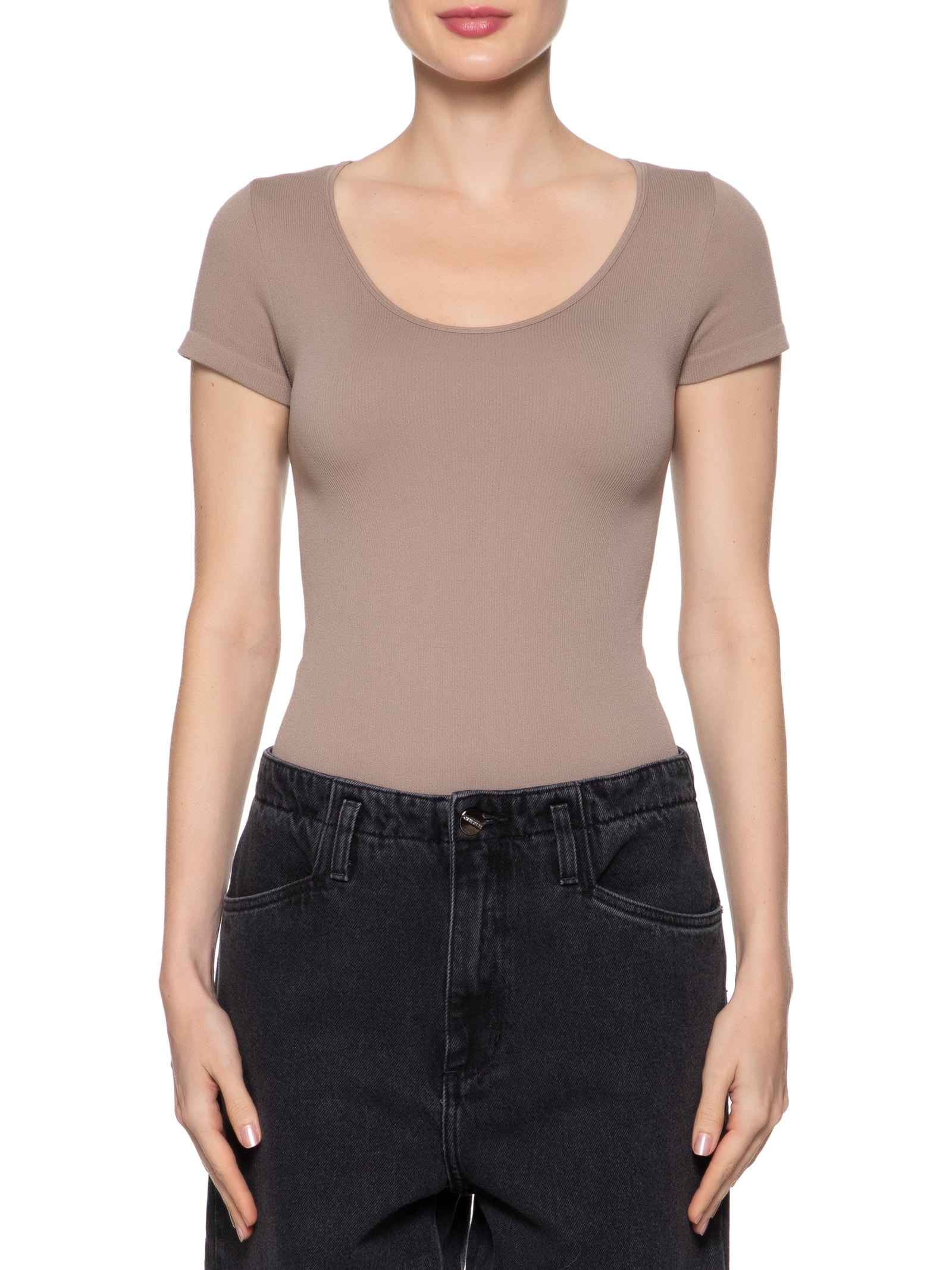 Body Manga Curta Bege Basiq