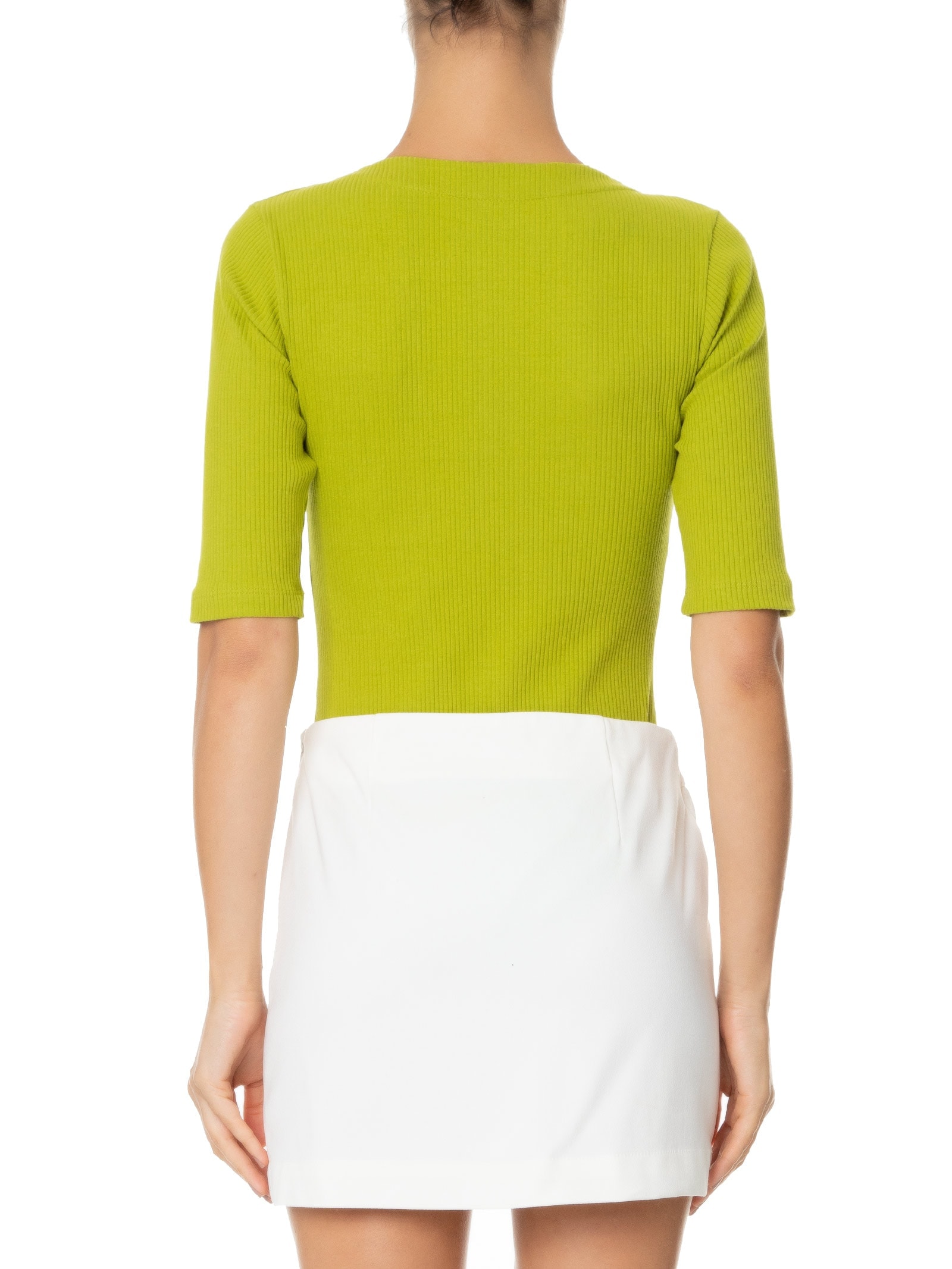 Body Manga Curta Em Malha Com Decote Coração Verde '2Essential