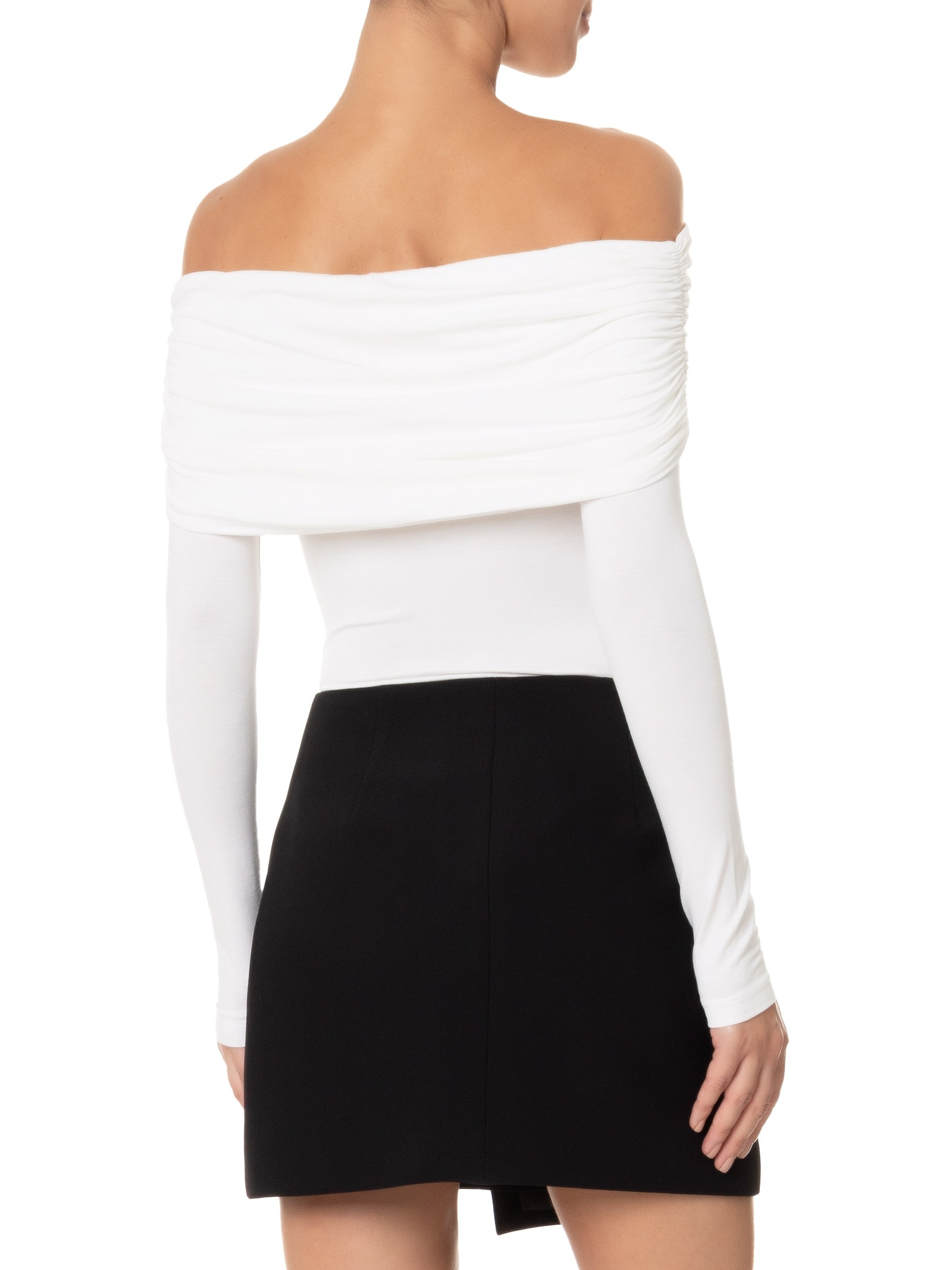 Body Manga Longa Com Sobreposição Franzida Off White Market 33