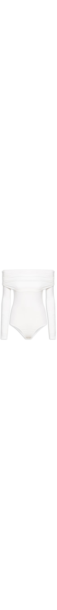 Body Manga Longa Com Sobreposição Franzida - Off White
