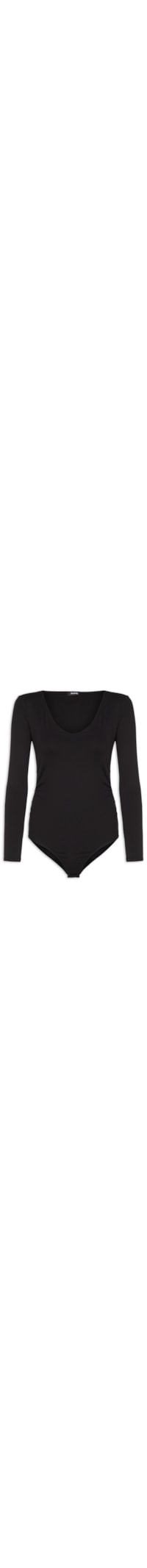 Body Manga Longa Decote U - Preto