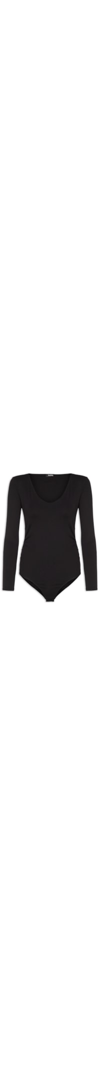 Body Manga Longa Decote U - Preto
