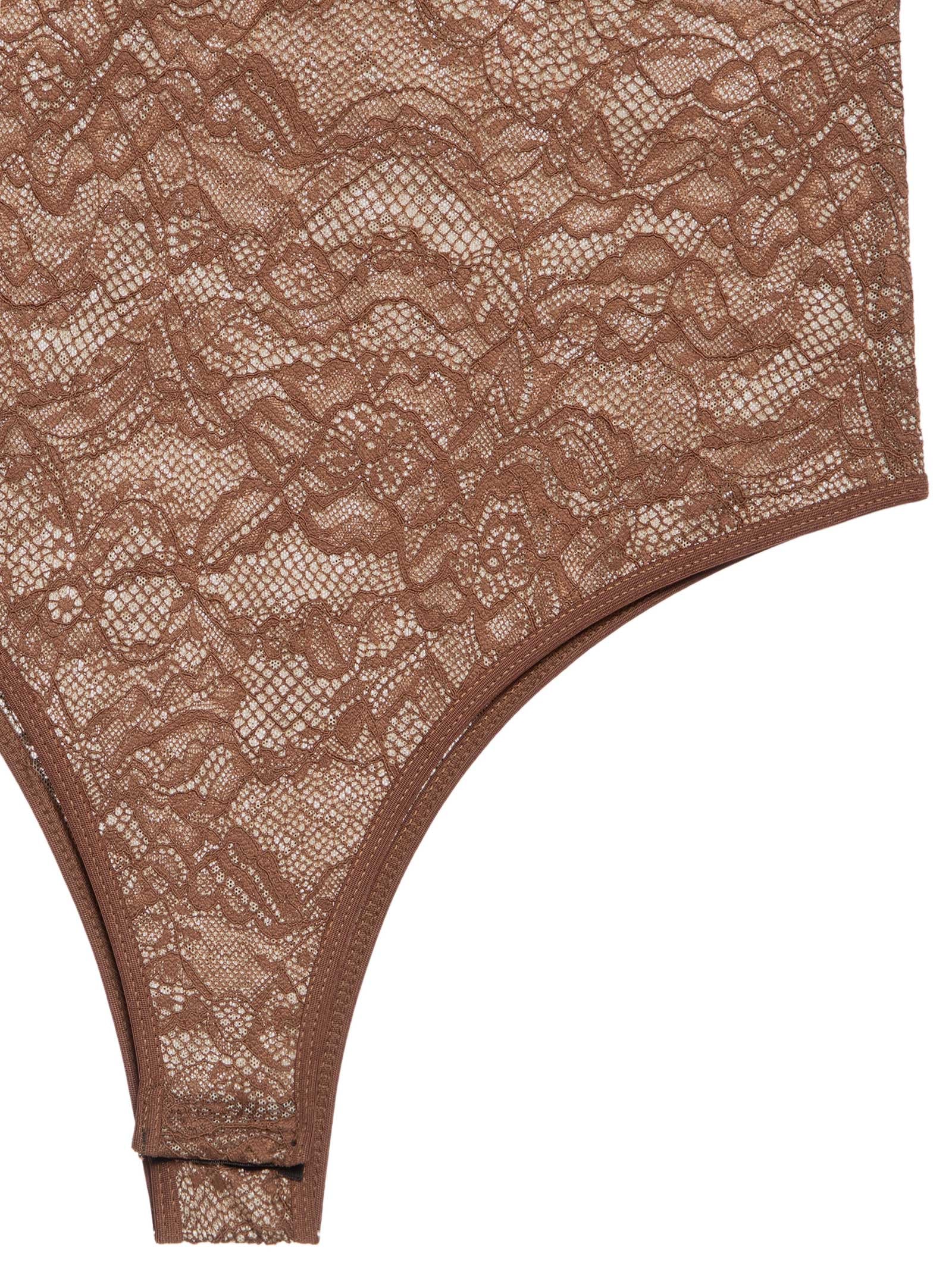 Body Manga Longa Marrom Lança Perfume