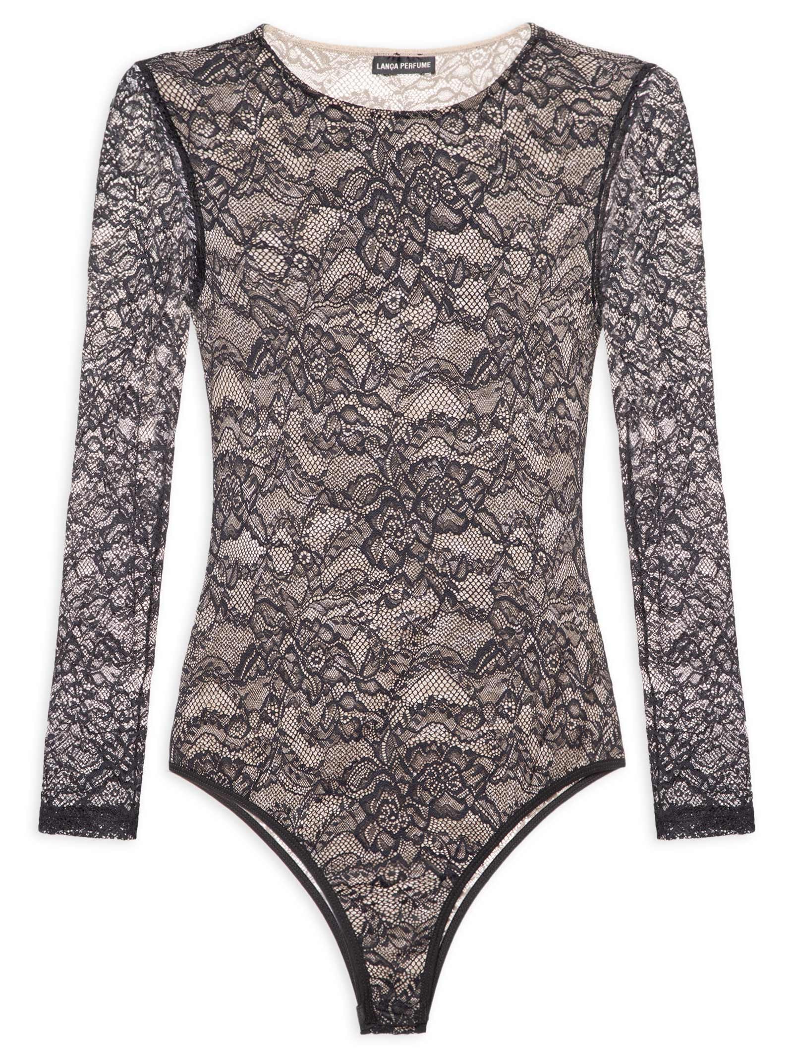 Body Manga Longa Preto Lança Perfume