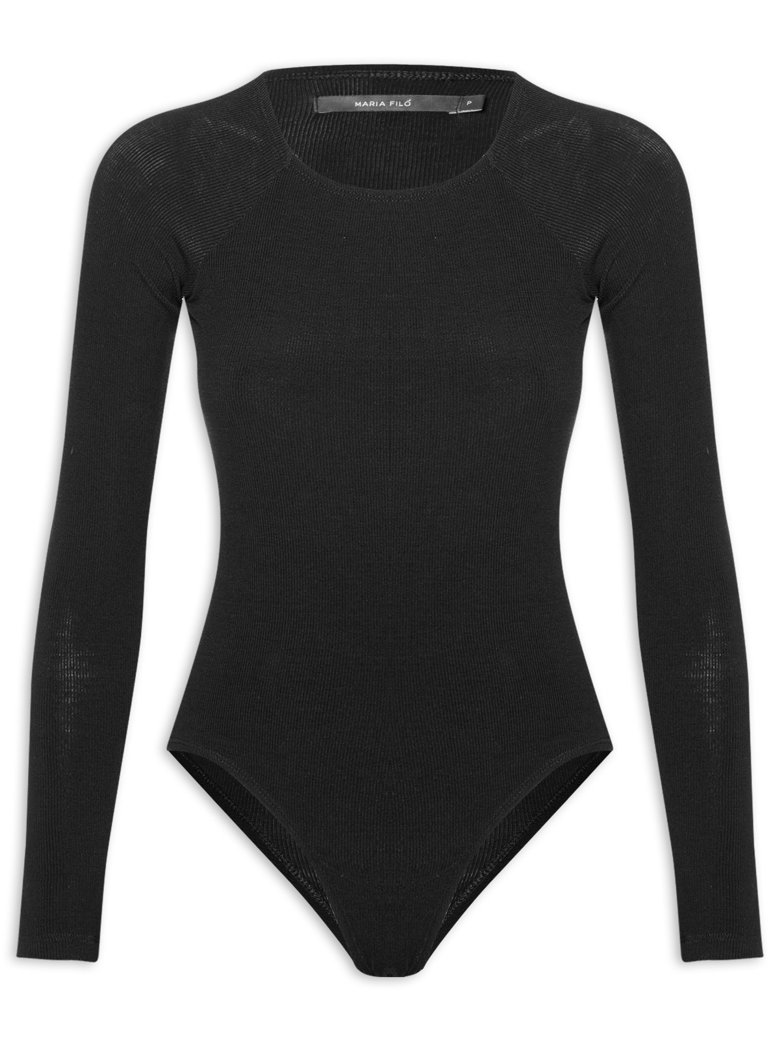 Body Manga Longa Preto Maria Filó