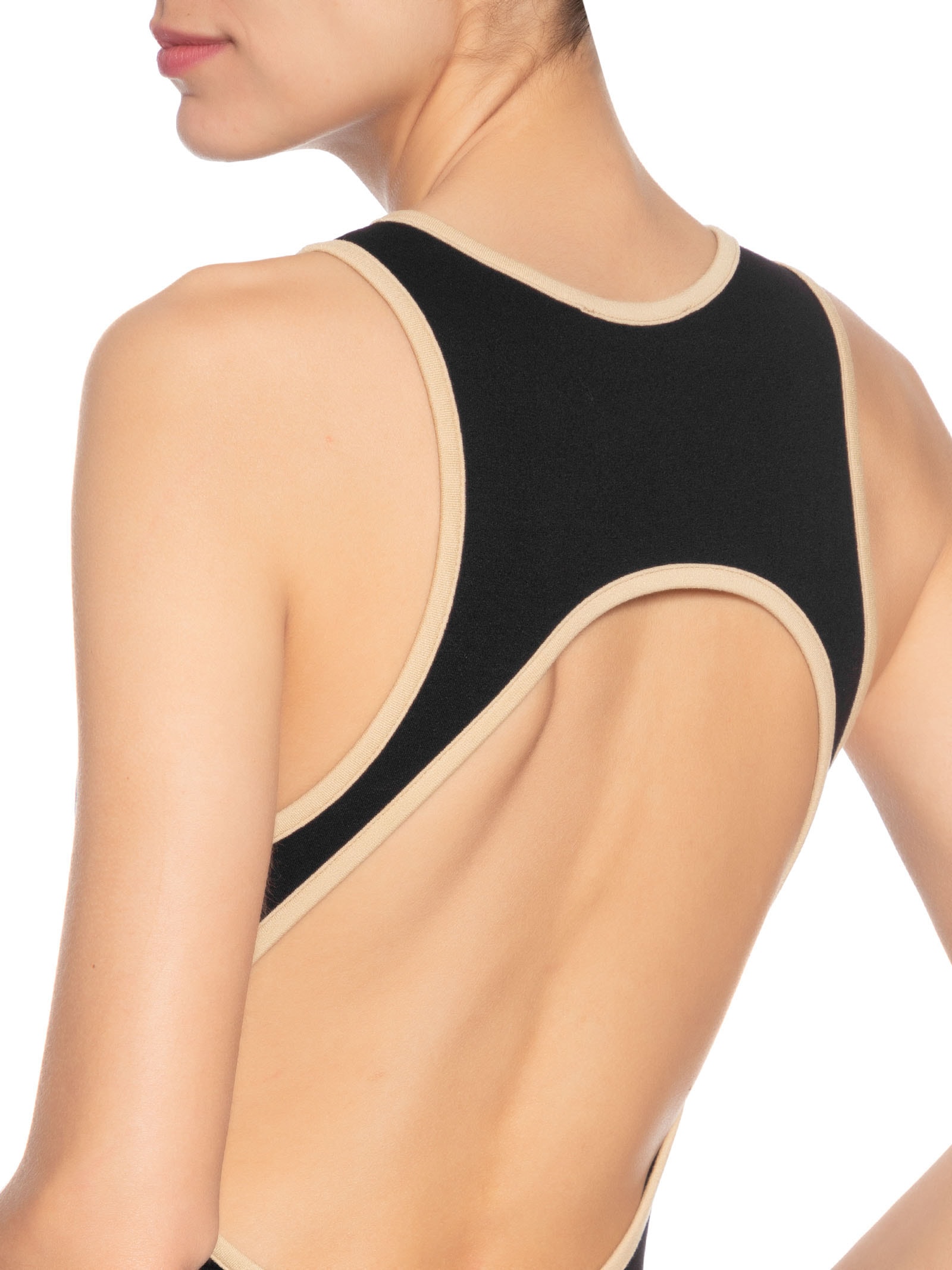 Body Nadador Decote nas Costas Bicolor Preto Animale