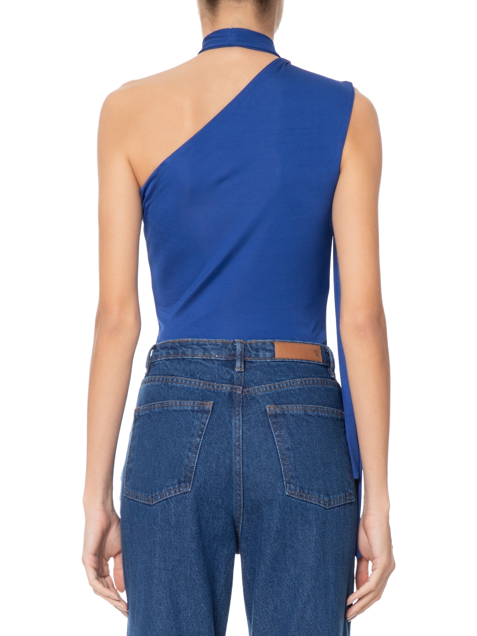 Body Ombro Só Em Malha Com Faixa Azul '2Essential