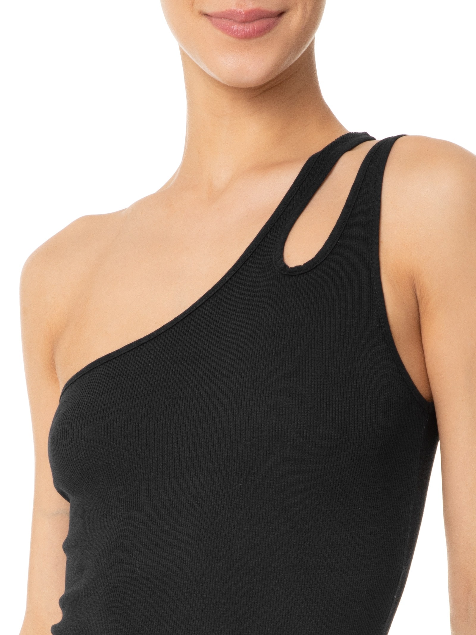 Body Ombro Único Com Gota Preto  Basiq