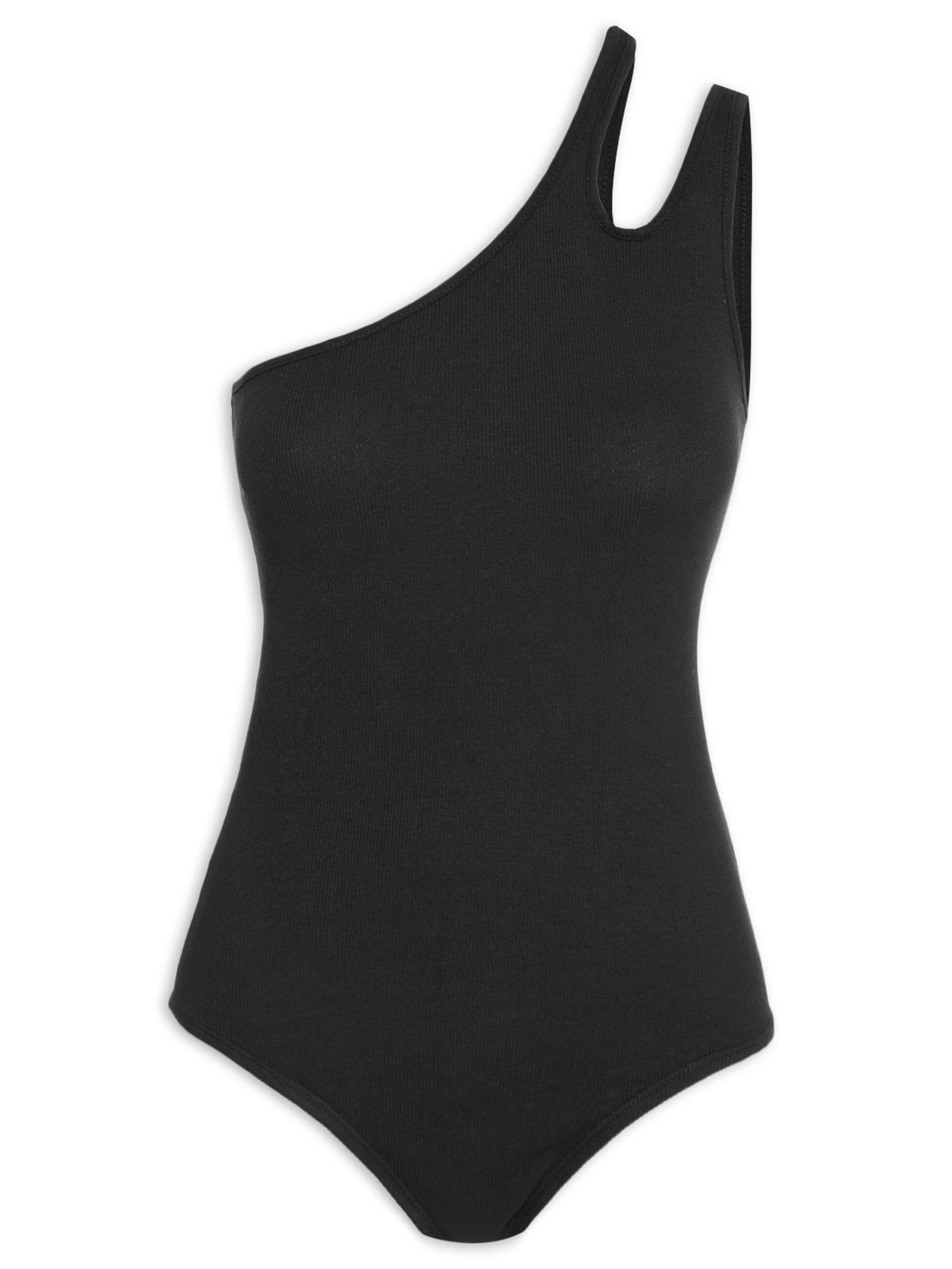 Body Ombro Único Com Gota Preto  Basiq