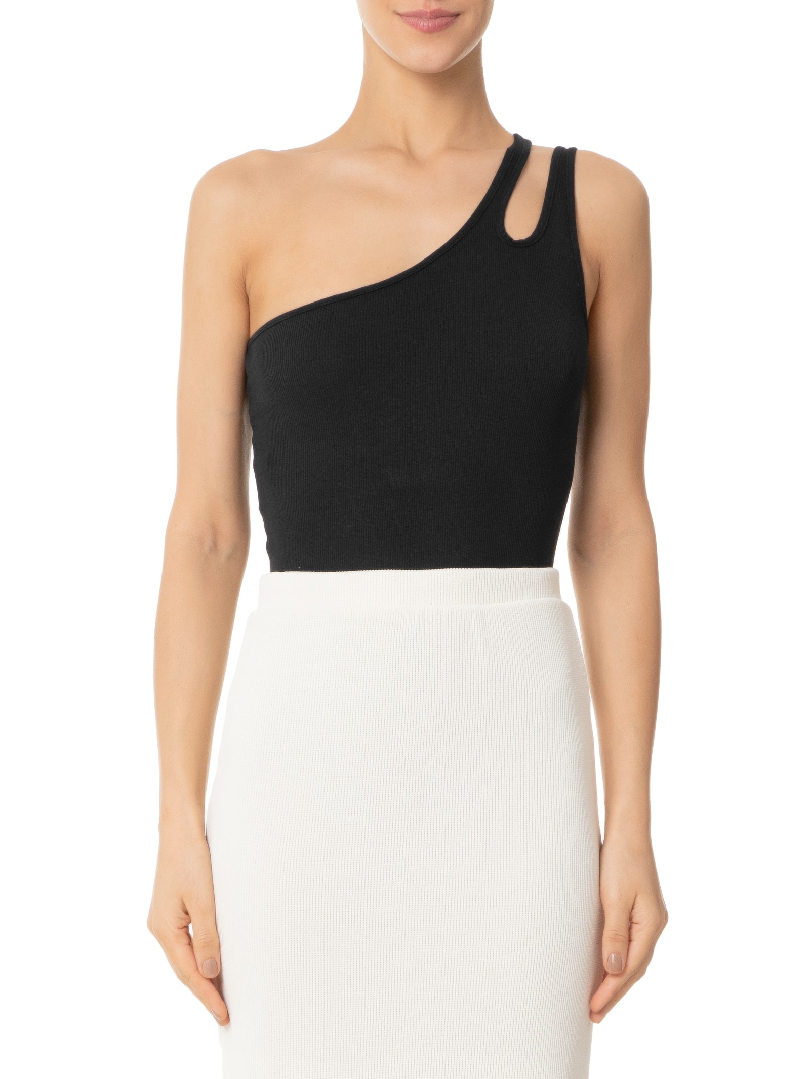 Body Ombro Único Com Gota Preto  Basiq