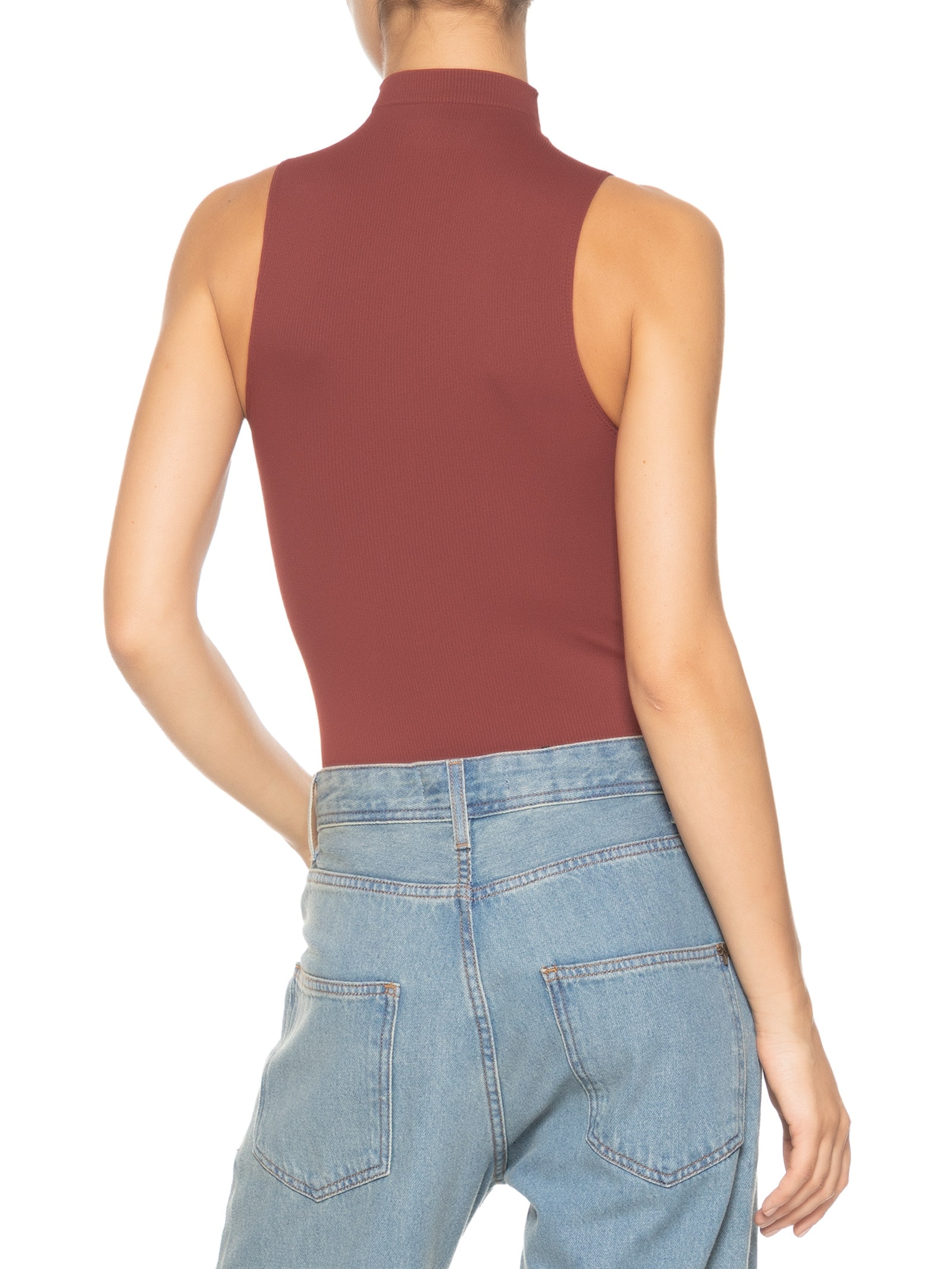 Body Regata em Microfibra Canelada Free Vinho Hope