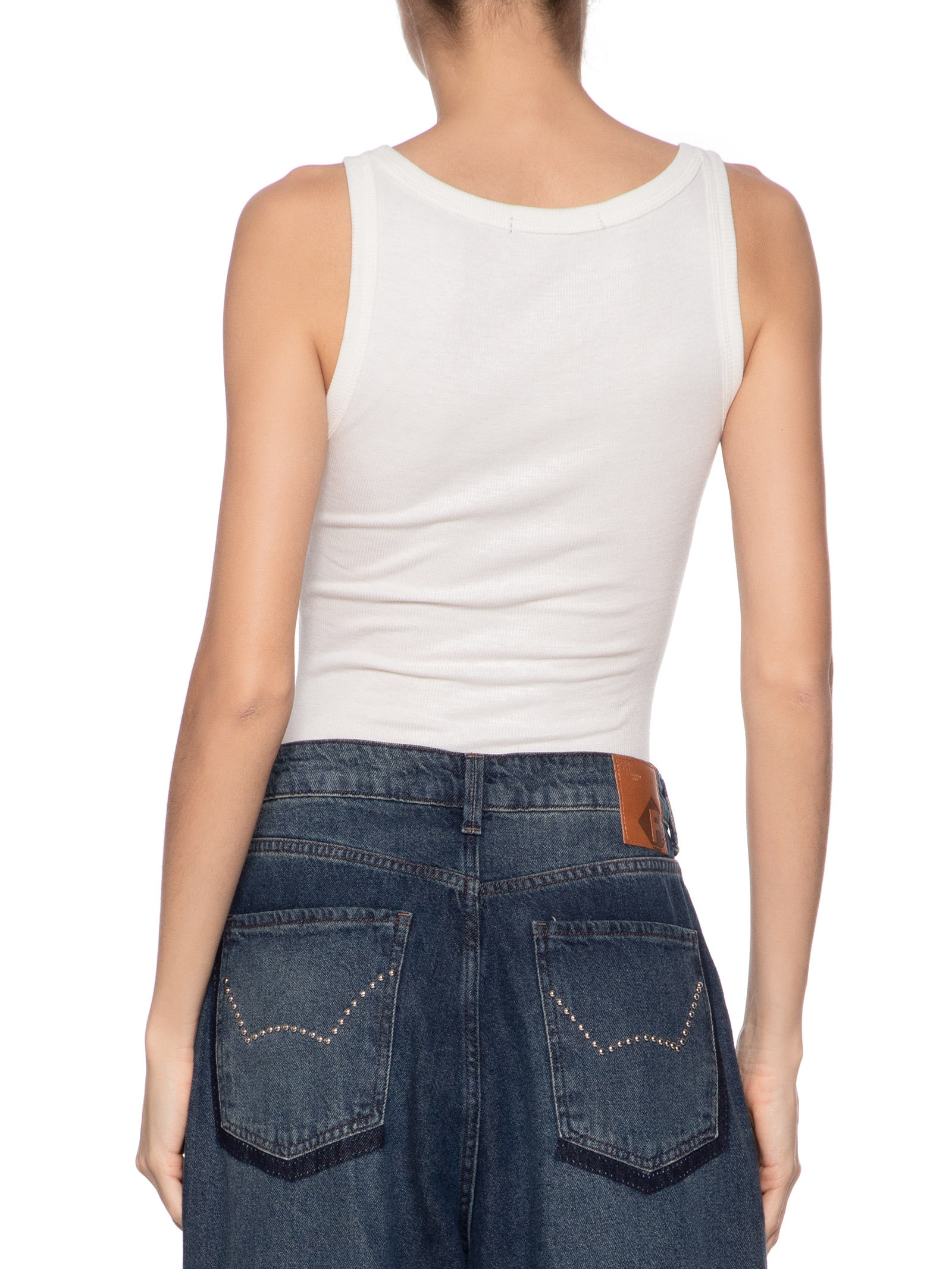 Body Ribana Decote Quadrado Branco Animale