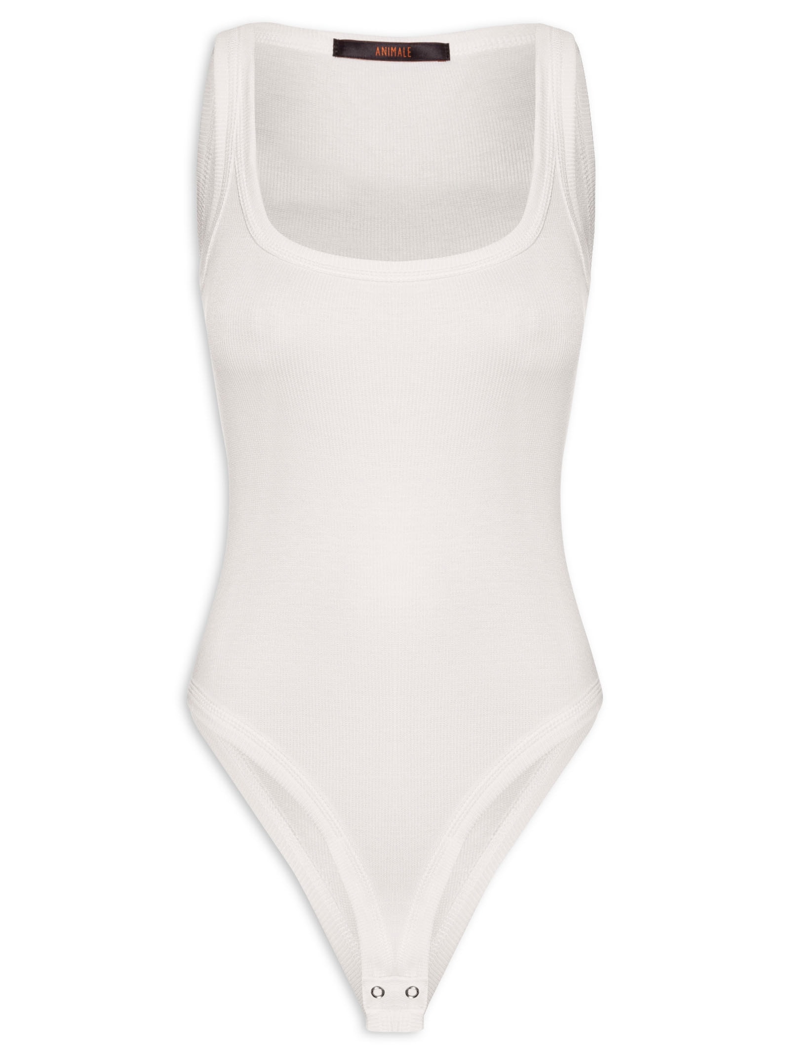Body Ribana Decote Quadrado Branco Animale