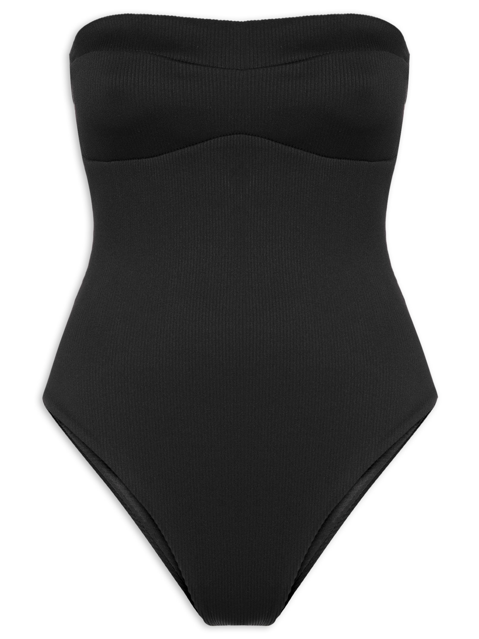 Body Sem Alça Nervura Preto  Farm