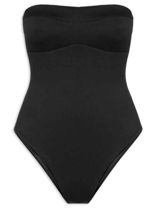 Body Sem Alça Nervura – Preto