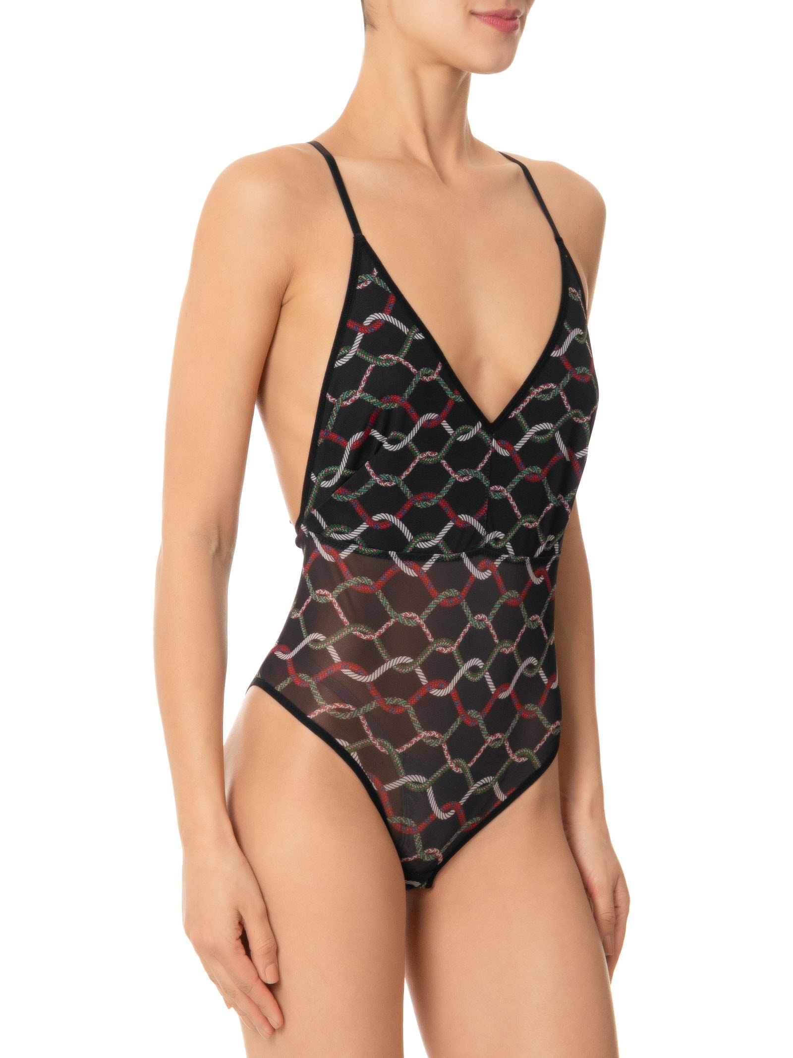 Body Tule Corda Escura Preto Osklen