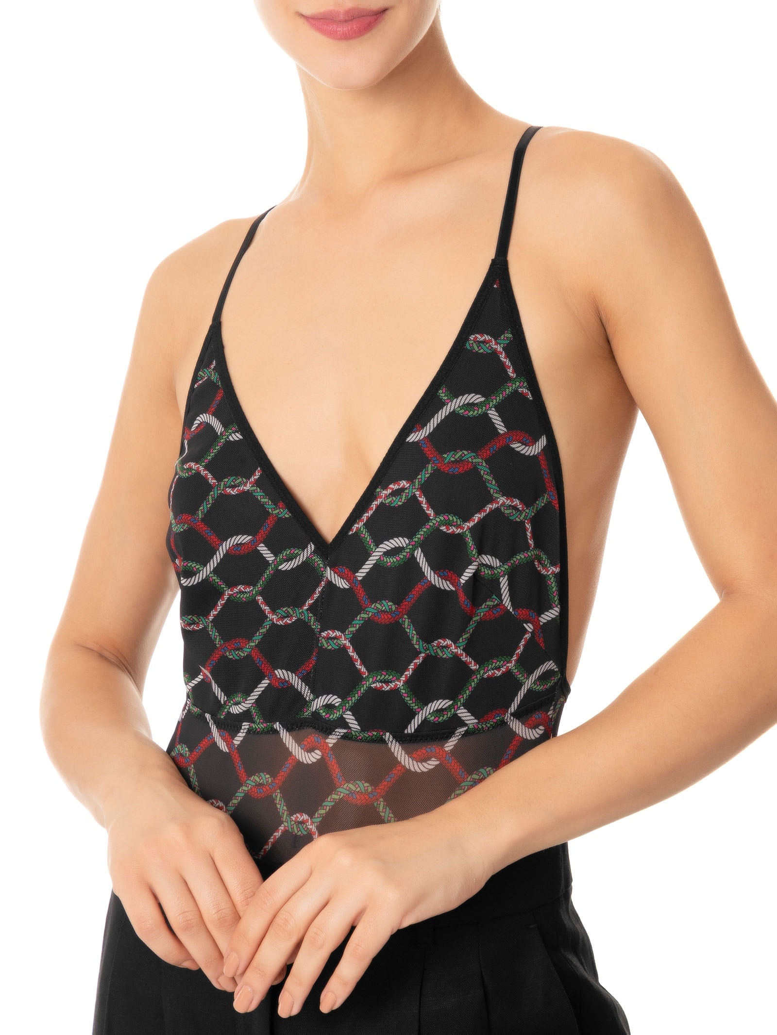 Body Tule Corda Escura Preto Osklen